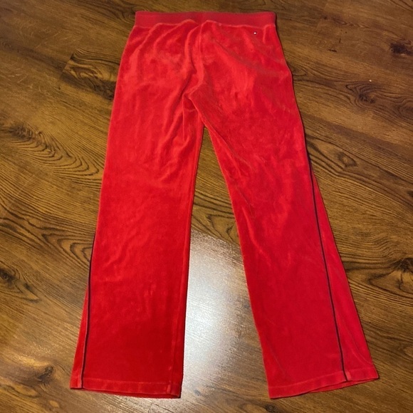 🌷 Tommy Hilfiger 🌷 Red Velour Straight Flare Leg Lounge Pants - Picture 5 of 10